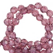Top Facet kralen 4mm rond Aubergine purple-pearl shine coating